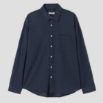 8 seconds Washing Texture Denim Short Sleeve Shirt — Black