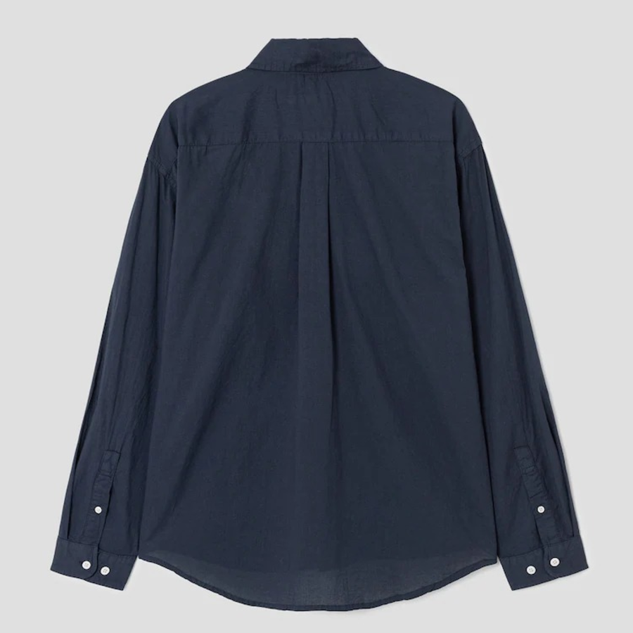 8 seconds Washing Texture Denim Short Sleeve Shirt — Black