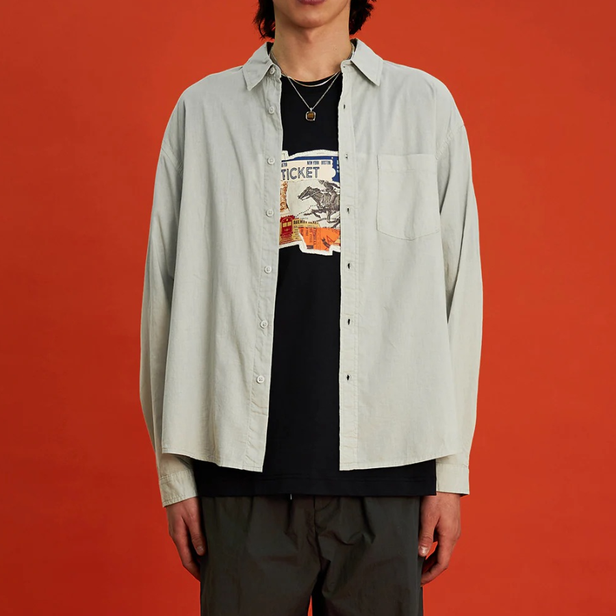 8 seconds Sheer Cotton Garment Dyeing Shirt — Light Green