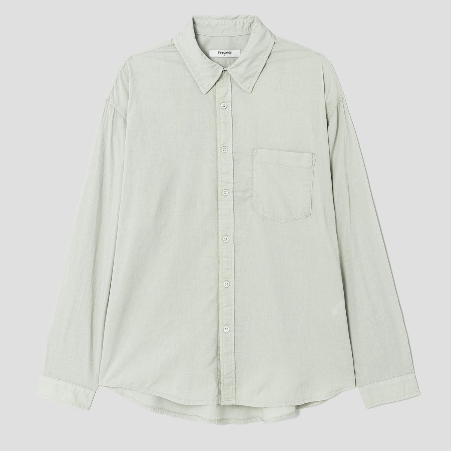 8 seconds Sheer Cotton Garment Dyeing Shirt — Light Green
