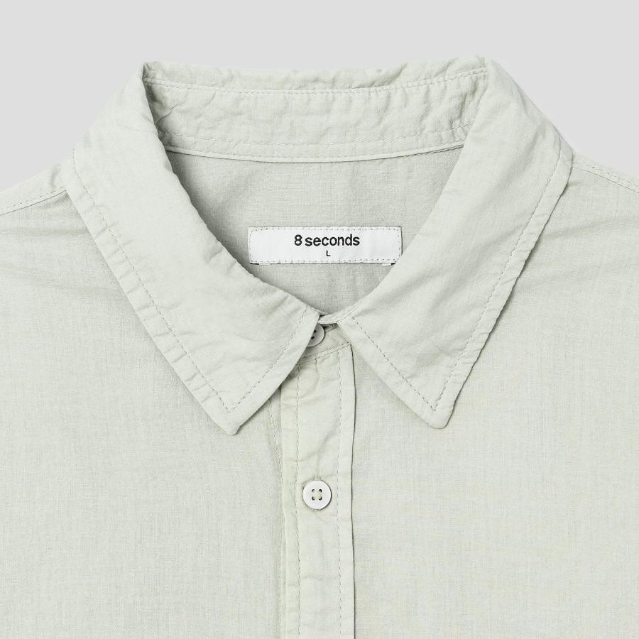 8 seconds Sheer Cotton Garment Dyeing Shirt — Light Green