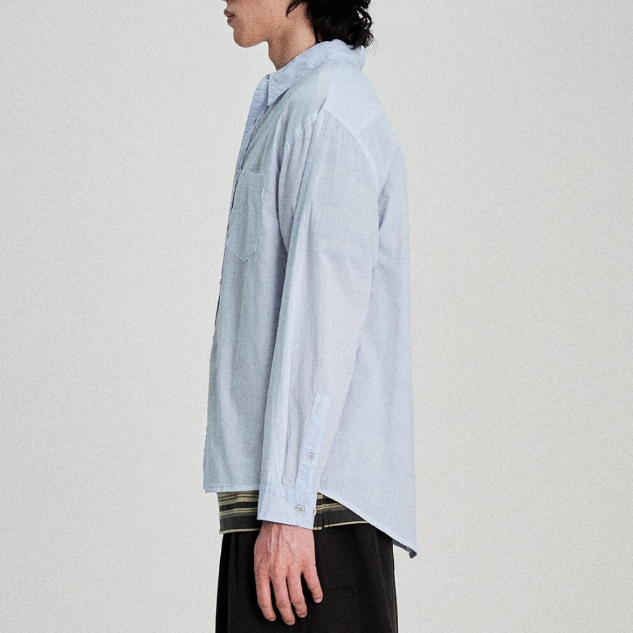 8 seconds Sheer Cotton Garment Dyeing Shirt — Sky Blue