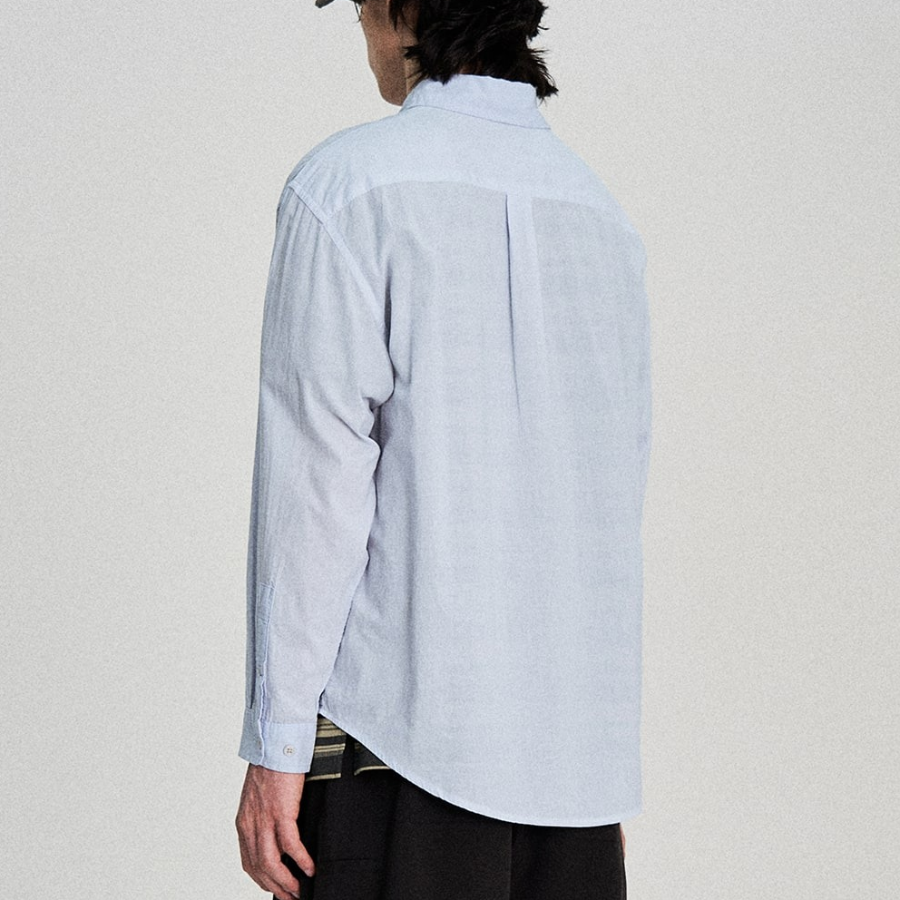 8 seconds Sheer Cotton Garment Dyeing Shirt — Sky Blue