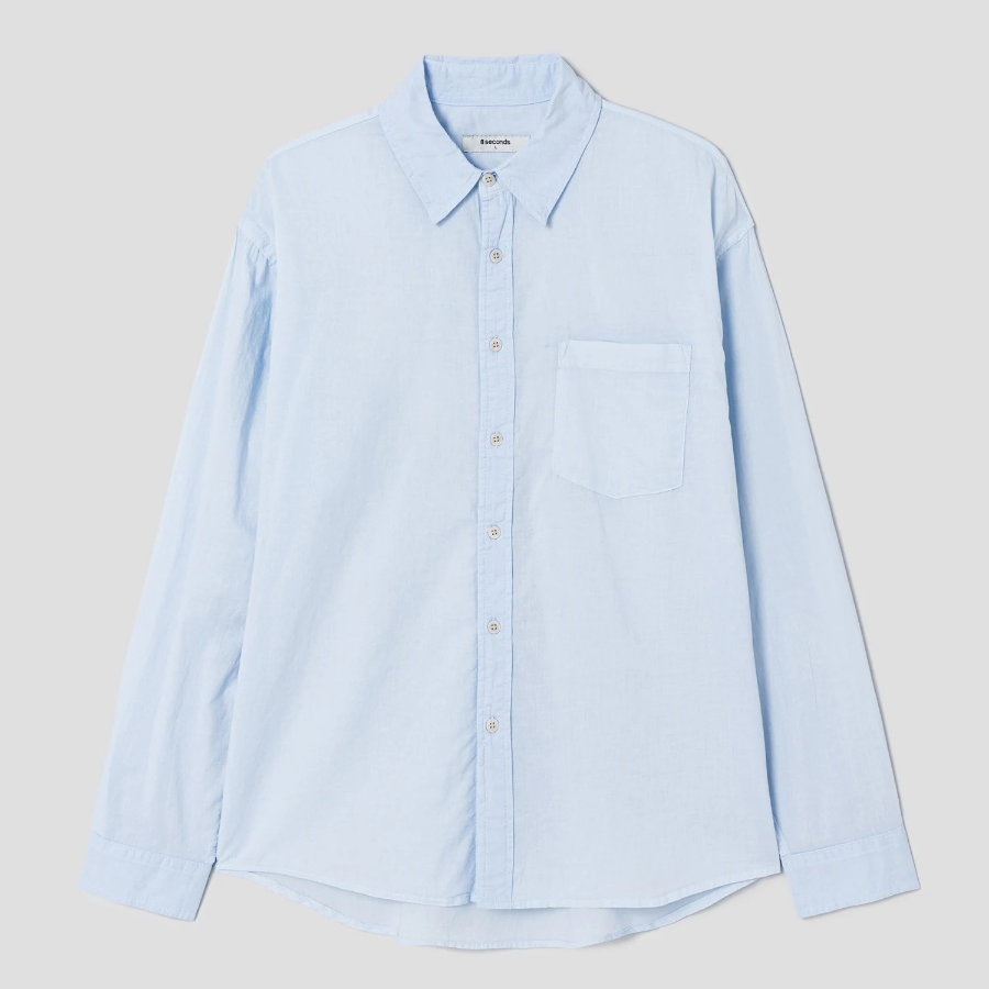 8 seconds Sheer Cotton Garment Dyeing Shirt — Sky Blue