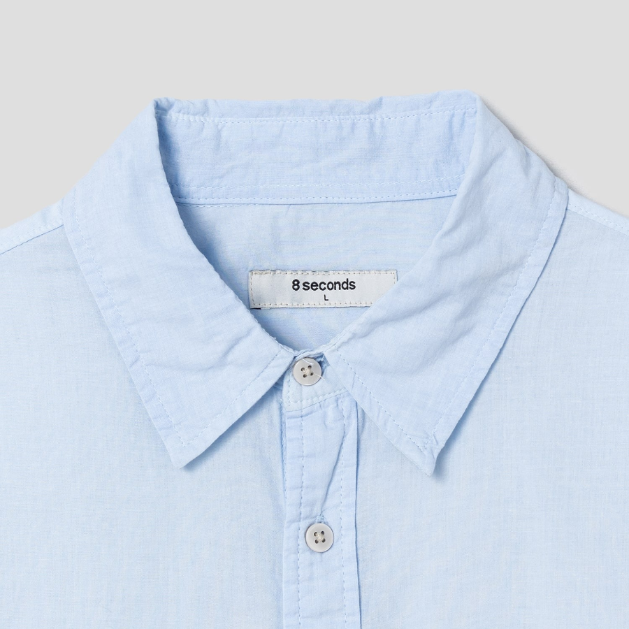 8 seconds Sheer Cotton Garment Dyeing Shirt — Sky Blue