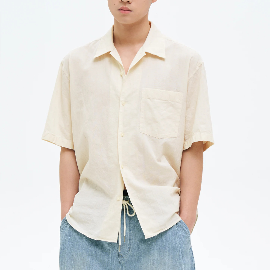 8 seconds Jacquard Short Sleeve Shirt — Ivory