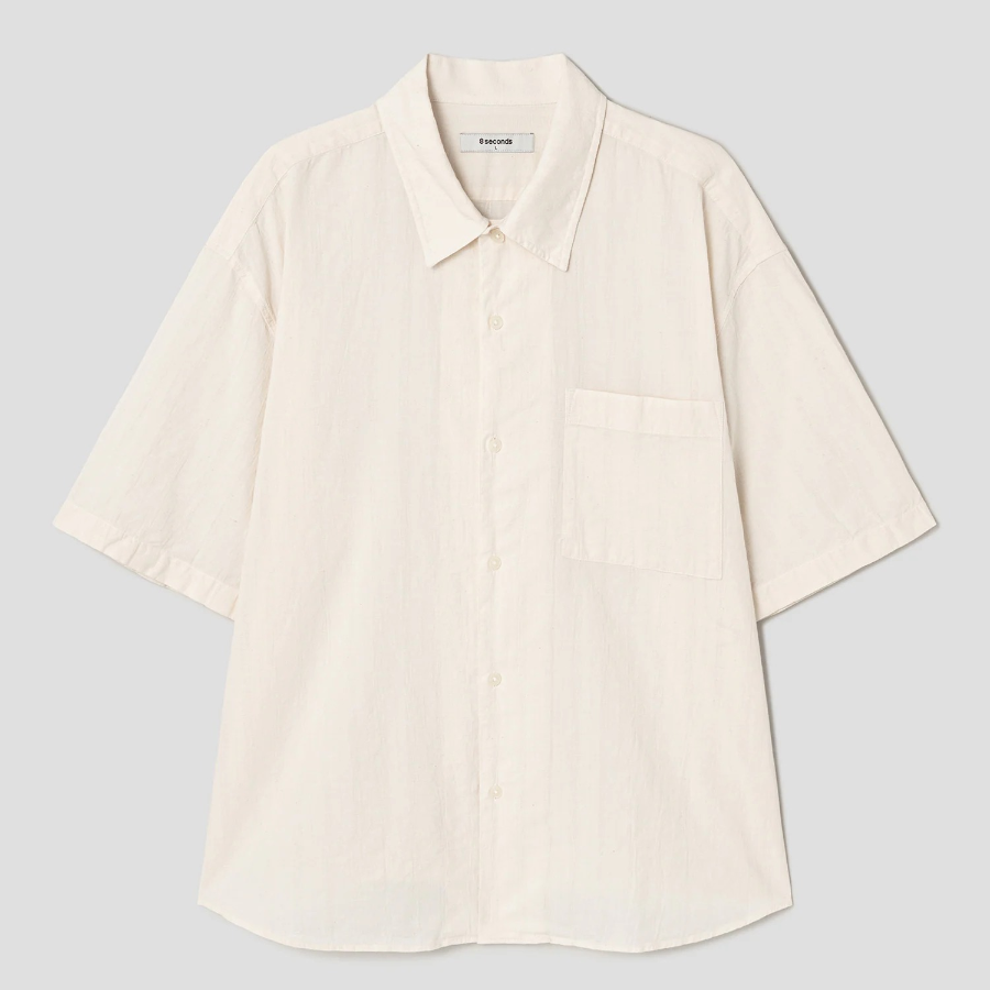 8 seconds Jacquard Short Sleeve Shirt — Ivory
