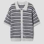 8 seconds Multi Stripe Collar Cardigan — Light Grey