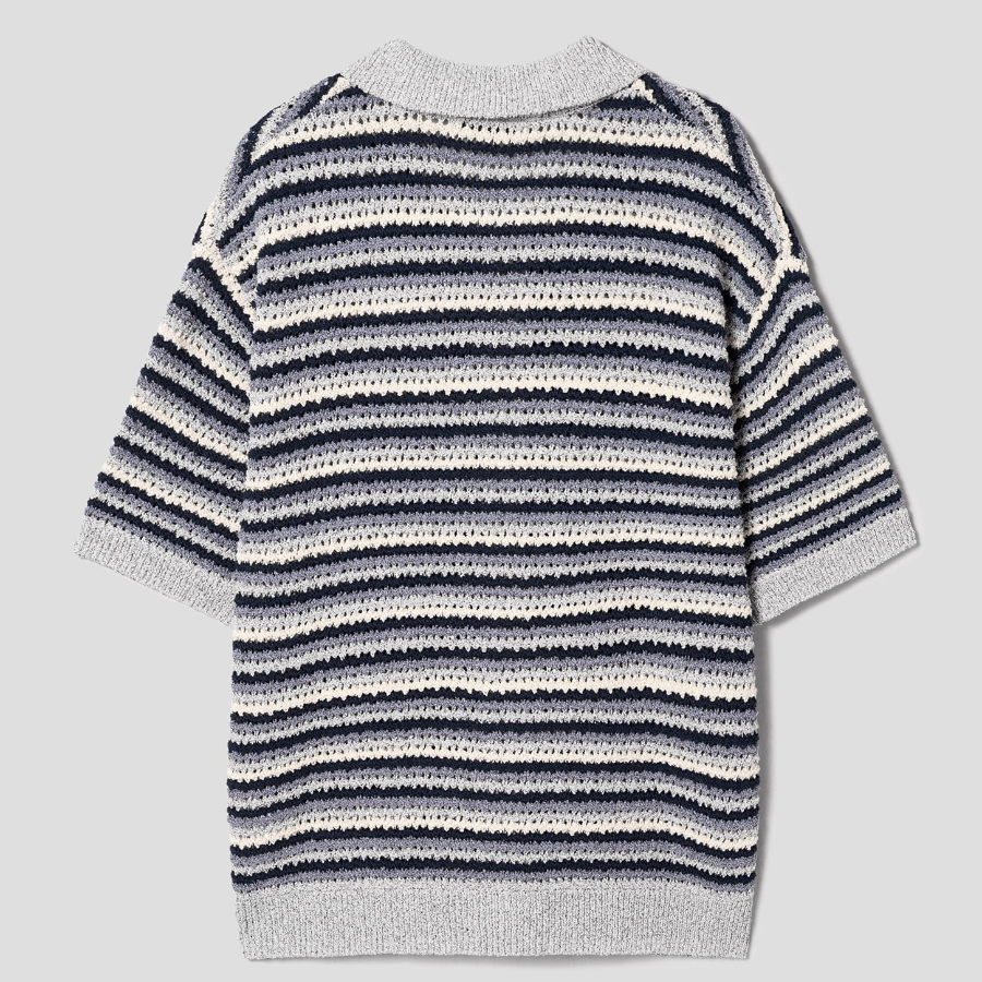 8 seconds Multi Stripe Collar Cardigan — Light Grey