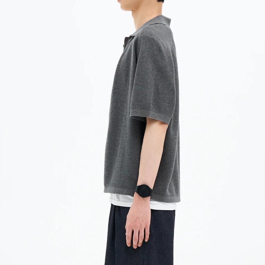 8 seconds Collar Short Sleeve Cardigan — Ash