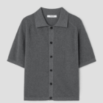 8 seconds Collar Short Sleeve Cardigan — Ash