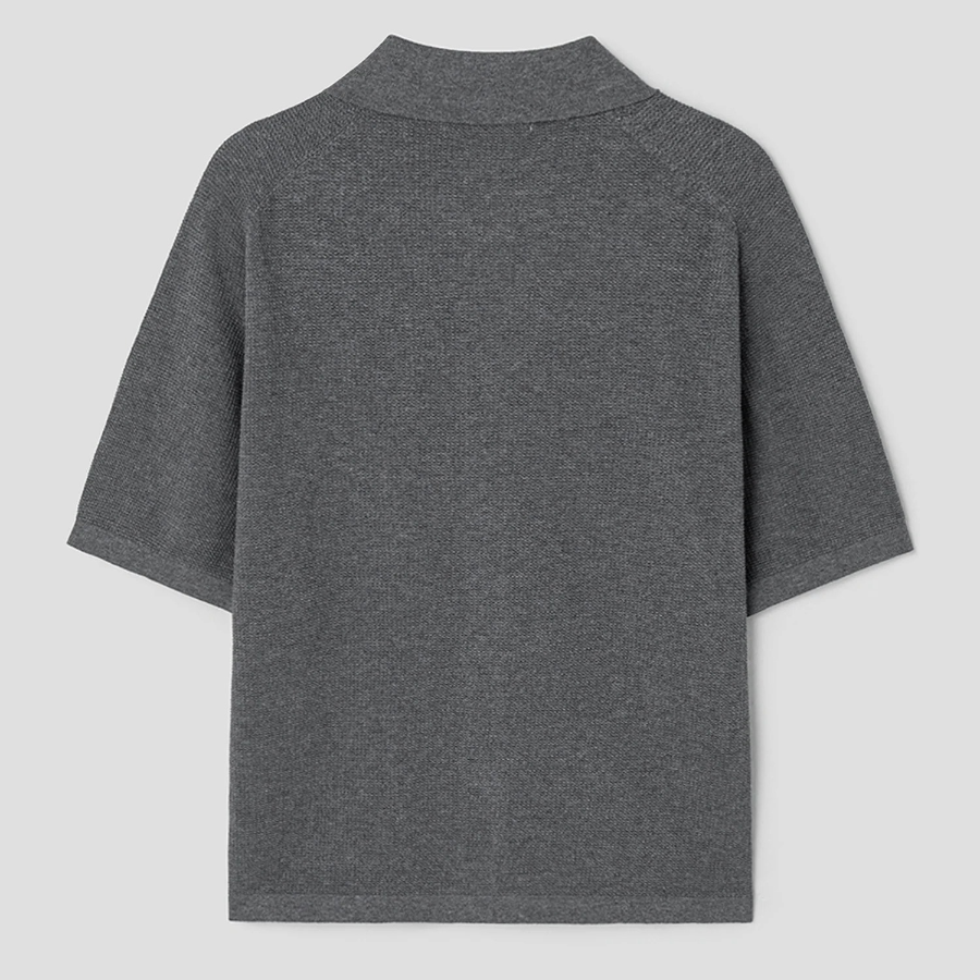 8 seconds Collar Short Sleeve Cardigan — Ash