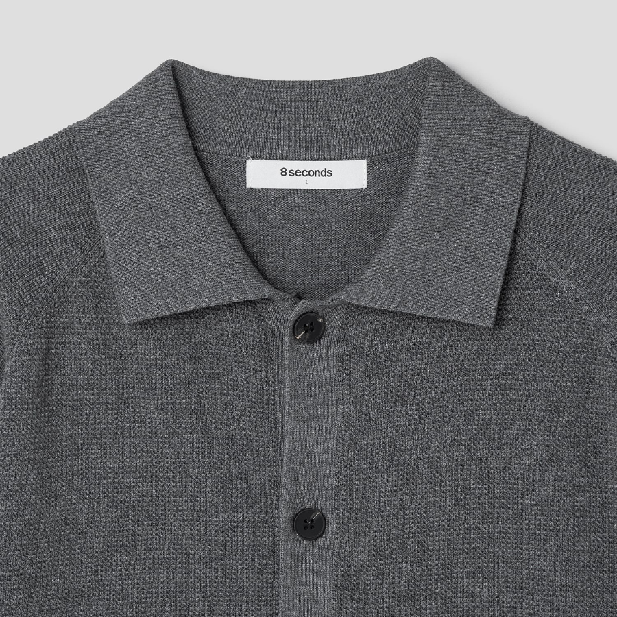 8 seconds Collar Short Sleeve Cardigan — Ash