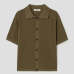 8 seconds Collar Short Sleeve Cardigan — Olive