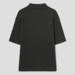 8 seconds Ribbed Collar Short Sleeve Cardigan — Khaki