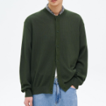 8 seconds Cool Touch Round Button Cardigan — Khaki