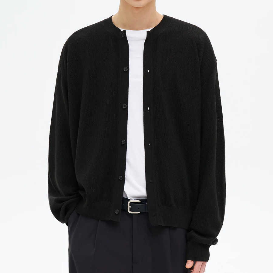 8 seconds Cool Touch Round Button Cardigan — Black