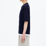 8 seconds Openwork Collared Short Sleeve Cardigan — Navy