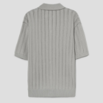 8 seconds Openwork Collared Short Sleeve Cardigan — Light Grey