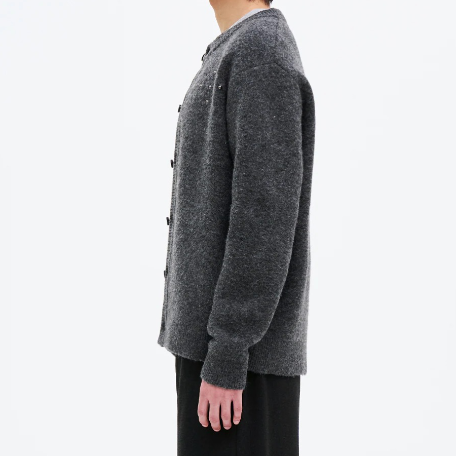 8 seconds Studded Round Neck Cardigan — Ash