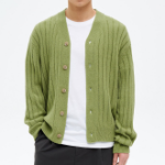 8 seconds Wide Ribbed Cardigan — Light Green