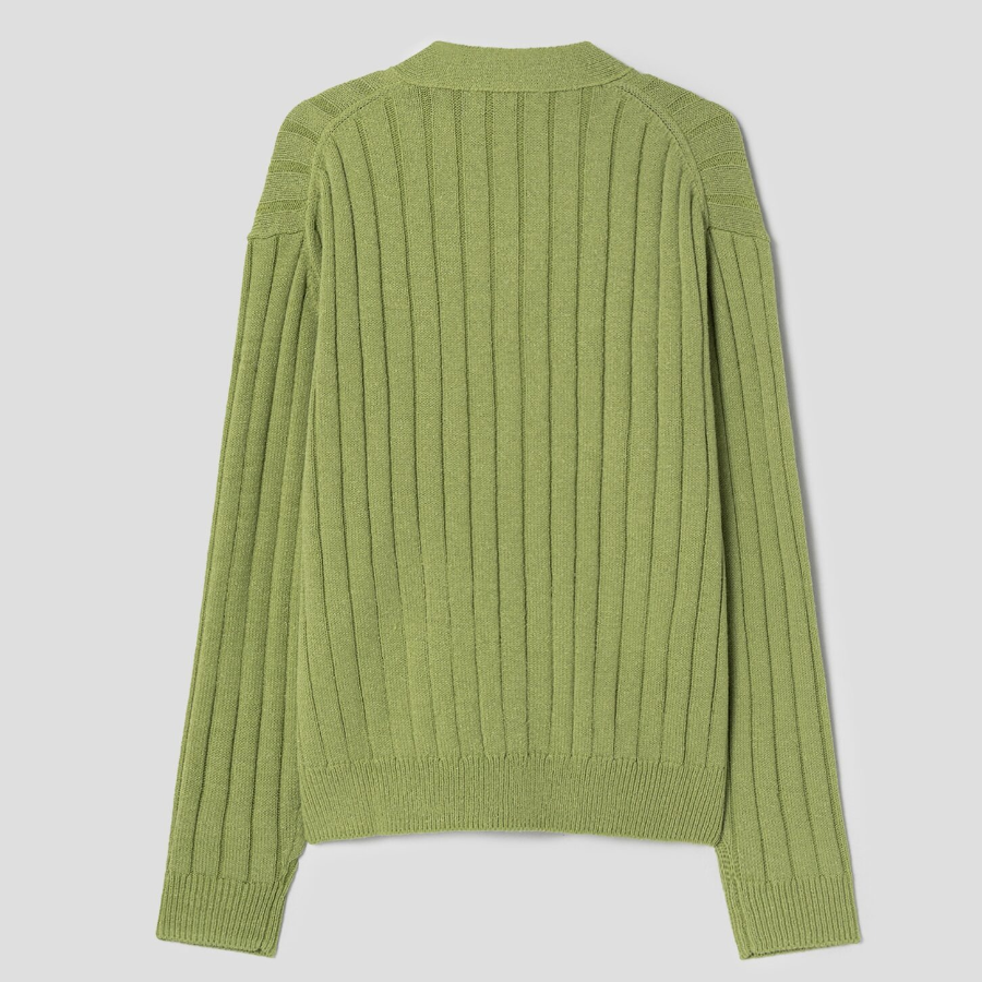 8 seconds Wide Ribbed Cardigan — Light Green