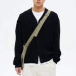 8 seconds Wide Ribbed Cardigan — Black