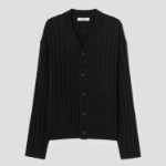 8 seconds Wide Ribbed Cardigan — Black