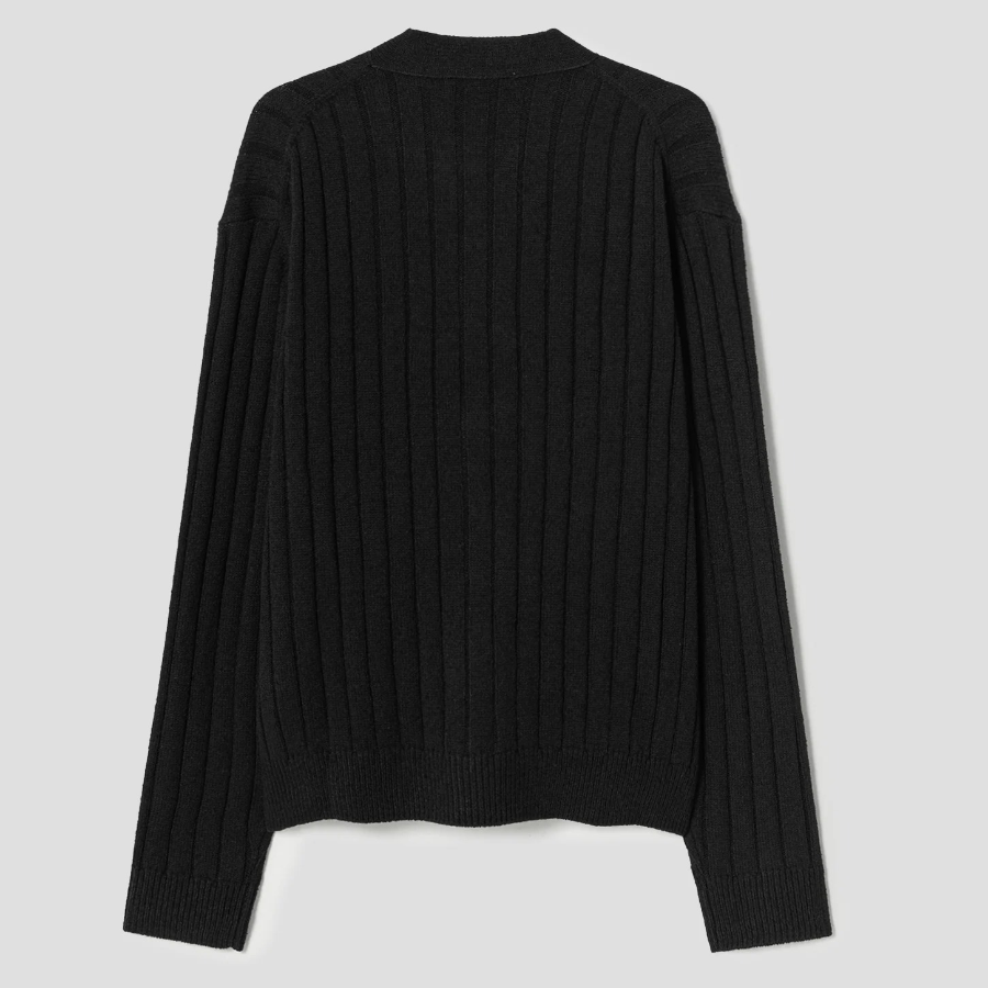 8 seconds Wide Ribbed Cardigan — Black