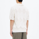 8 seconds Crochet Texture Collar Short Sleeve Cardigan — Ivory