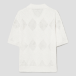 8 seconds Crochet Texture Collar Short Sleeve Cardigan — Ivory