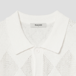 8 seconds Crochet Texture Collar Short Sleeve Cardigan — Ivory