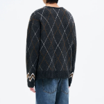 8 seconds Argyle Pattern Round Cardigan — Ash