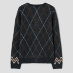 8 seconds Argyle Pattern Round Cardigan — Ash