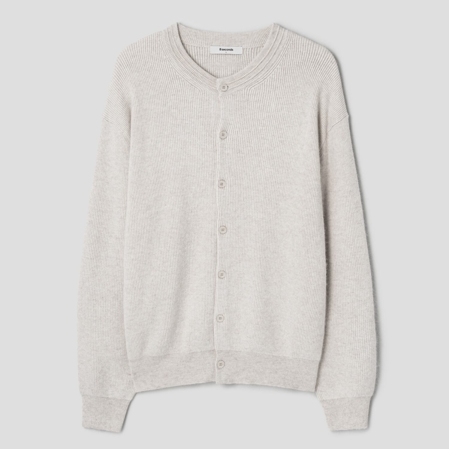 8 seconds Raccoon Blended Round Cardigan — Beige