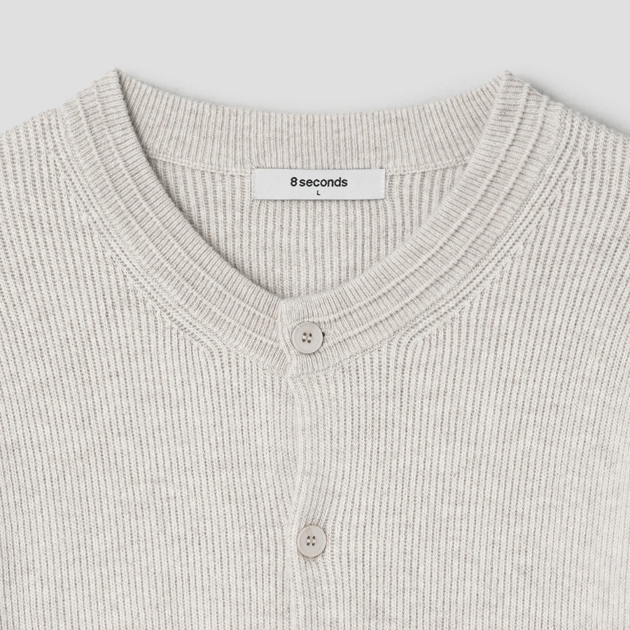 8 seconds Raccoon Blended Round Cardigan — Beige