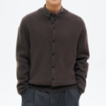 8 seconds Raccoon Blended Round Cardigan — Brown