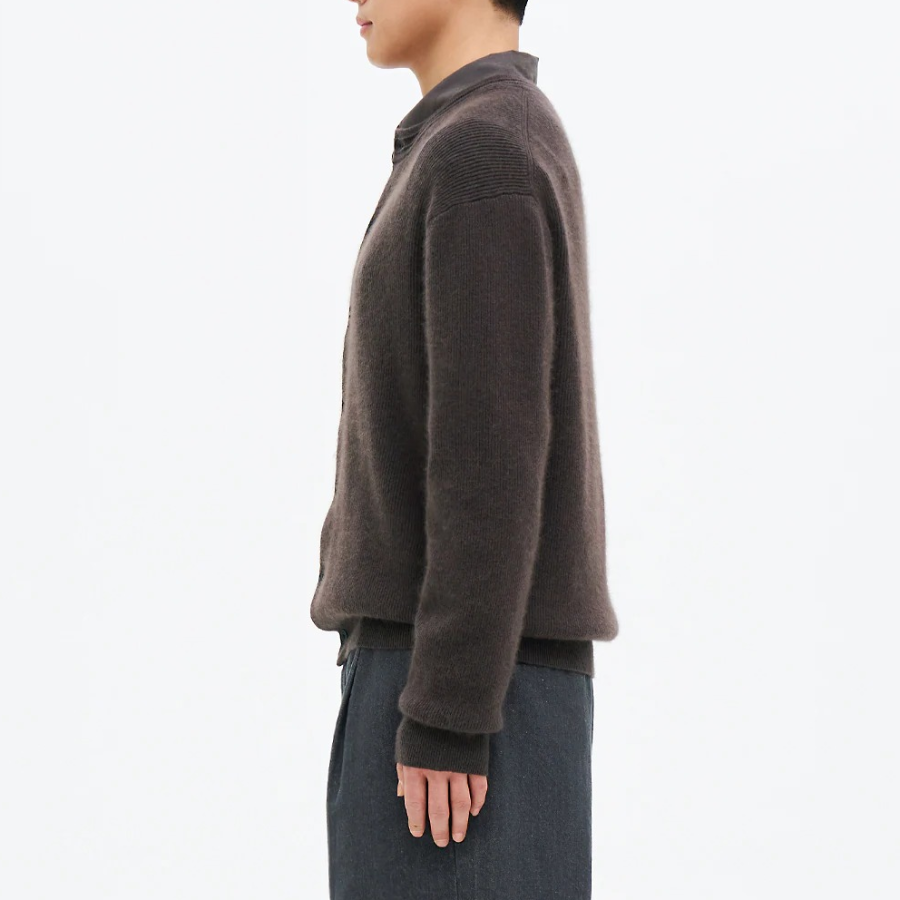 8 seconds Raccoon Blended Round Cardigan — Brown
