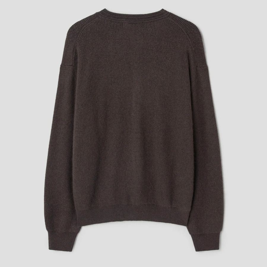 8 seconds Raccoon Blended Round Cardigan — Brown