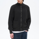 8 seconds Garment Washing High Neck Zip-Up Cardigan — Ash