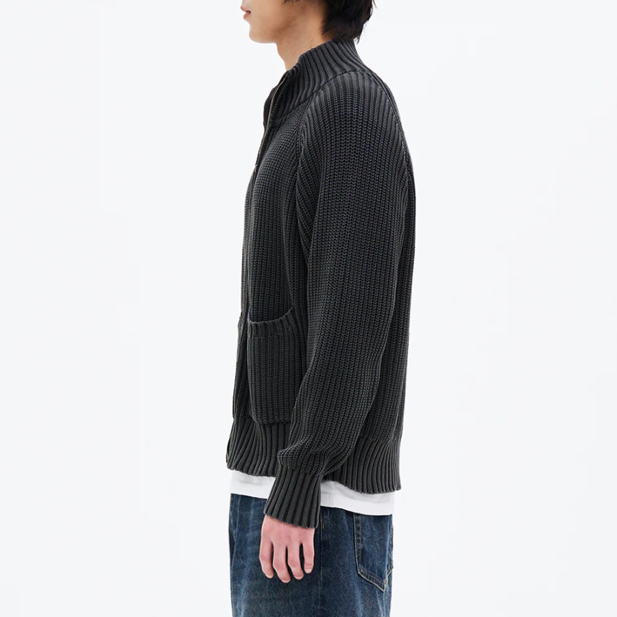 8 seconds Garment Washing High Neck Zip-Up Cardigan — Ash