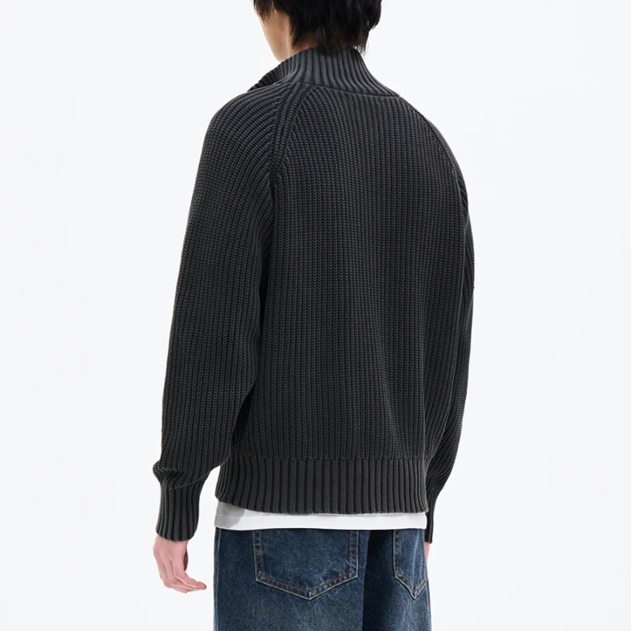 8 seconds Garment Washing High Neck Zip-Up Cardigan — Ash