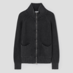 8 seconds Garment Washing High Neck Zip-Up Cardigan — Ash