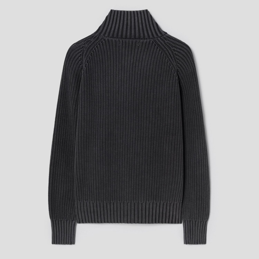 8 seconds Garment Washing High Neck Zip-Up Cardigan — Ash