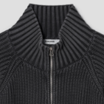 8 seconds Garment Washing High Neck Zip-Up Cardigan — Ash