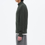 8 seconds Garment Washing High Neck Zip-Up Cardigan — Khaki