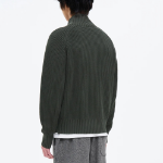 8 seconds Garment Washing High Neck Zip-Up Cardigan — Khaki