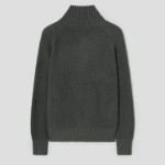 8 seconds Garment Washing High Neck Zip-Up Cardigan — Khaki