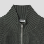 8 seconds Garment Washing High Neck Zip-Up Cardigan — Khaki