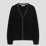 8 seconds Color Block Layered Button Cardigan — Black